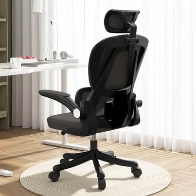 Adjustable Ergonomic Office Chair with Lumbar Support & Headrest – Black (Delivery Available & New)