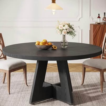 47” Round Farmhouse Dining Table (Black) Brand New Delivery Optional
