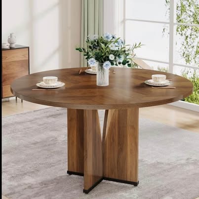 Round Dining Table – Farmhouse Style (Brown Brand New)