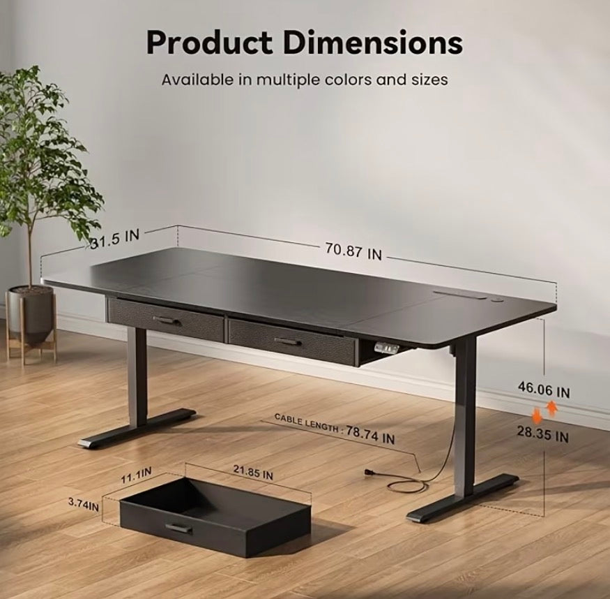 Electric Height Adjustable Desk Computer & Gaming Desk w/ Dual Drawers