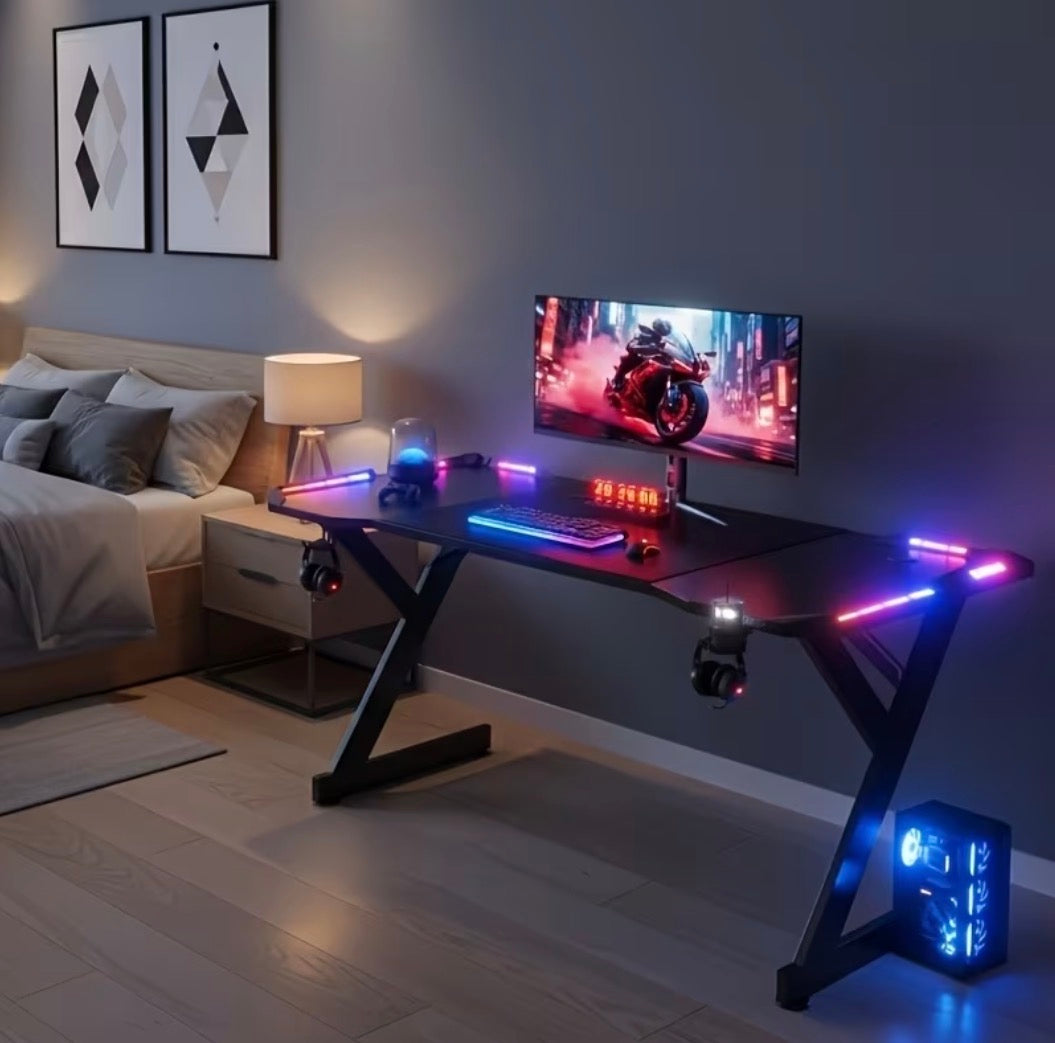 HLDIRECT 55" LED Gaming Desk — Black