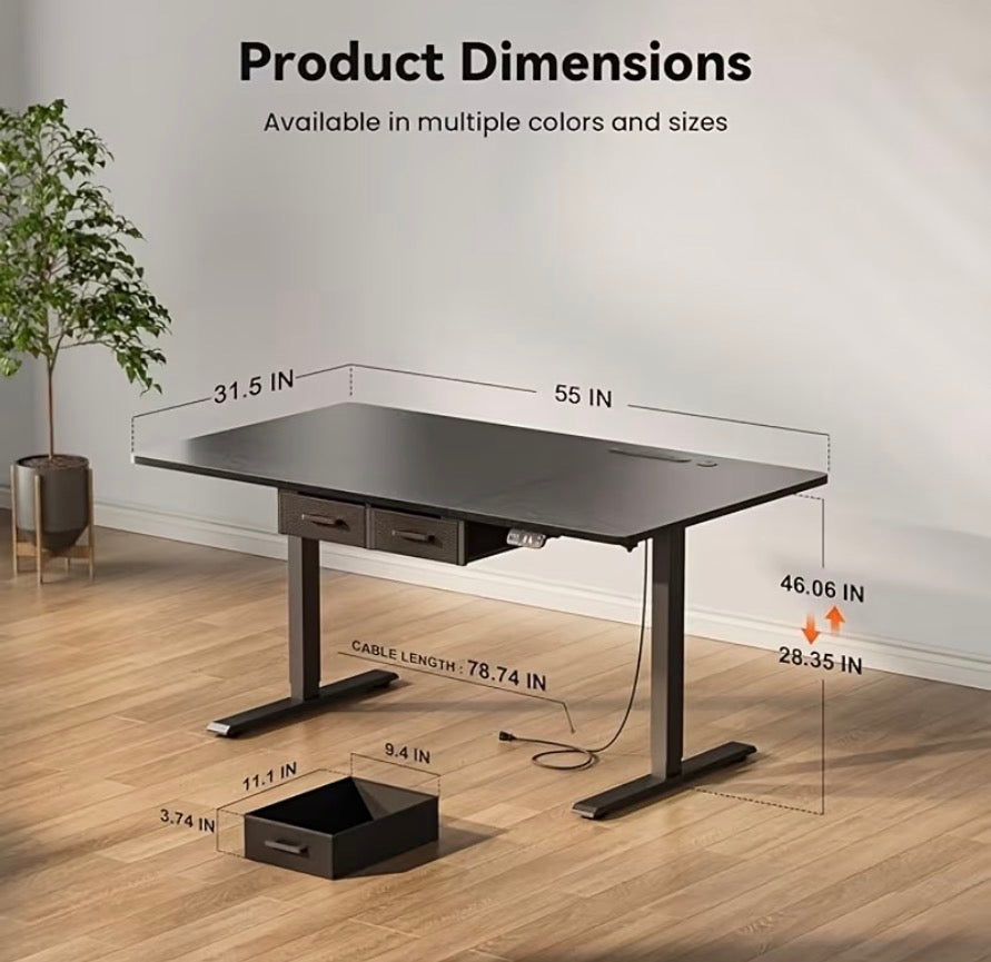 Electric Height Adjustable Desk Computer & Gaming Desk w/ Dual Drawers