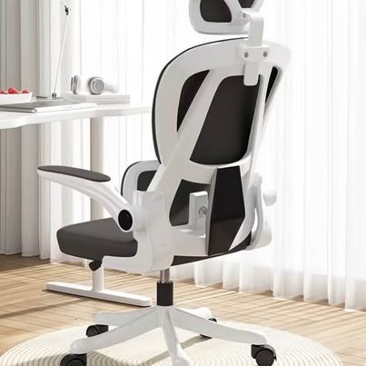 Ergonomic Mesh Office Chair – Adjustable Headrest & Lumbar Support (Black/White)