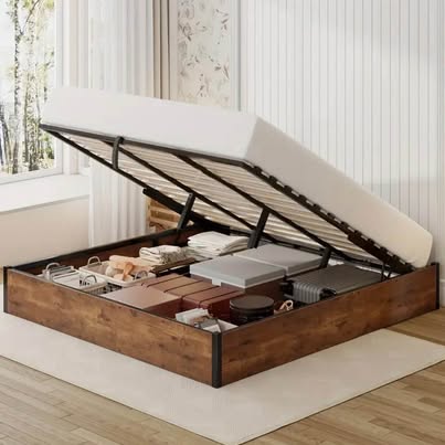 Heavy-Duty Bed Frame with Large Storage Space Underneath (Twin, Queen and King Size Available)