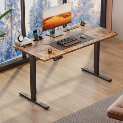 55” Electric Standing Desk Rustic Wood (Sealed & New)