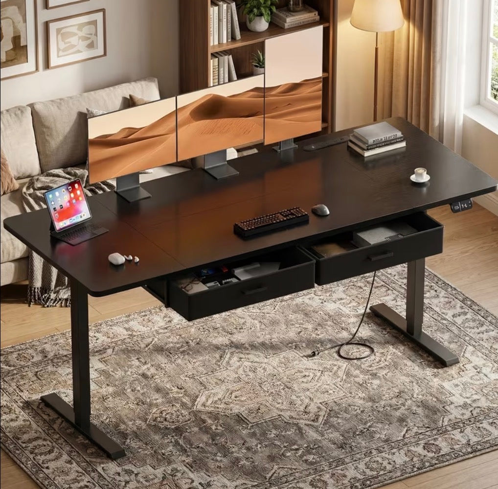 Electric Height Adjustable Desk Computer & Gaming Desk w/ Dual Drawers