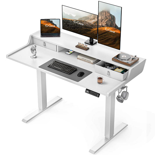 ErGear Standing Desk with Drawers — 48"x24", White
