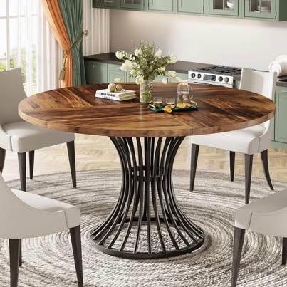 47” Round Dining Table Rustic Farmhouse Style (New & Sealed) Delivery Optional