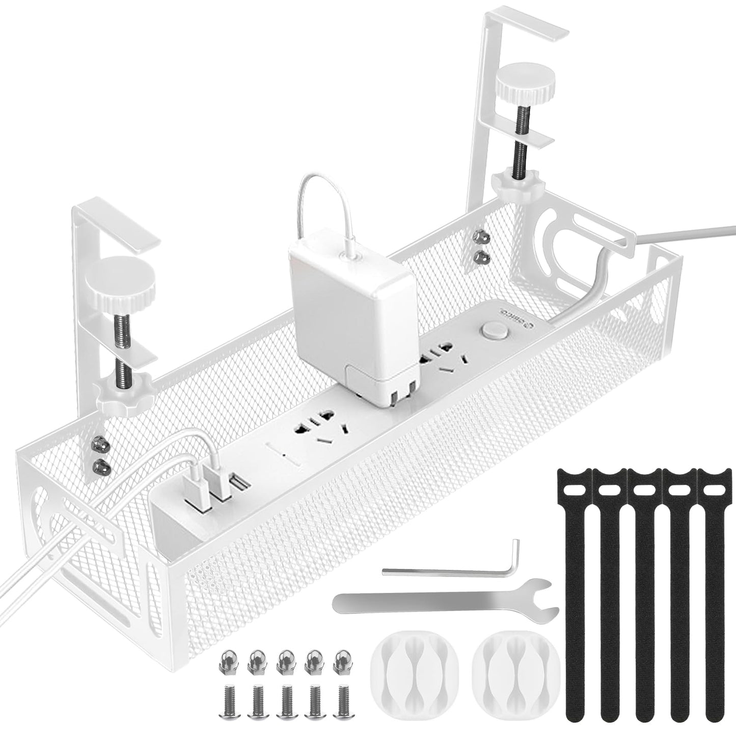 Under Desk Cable Management Tray — White