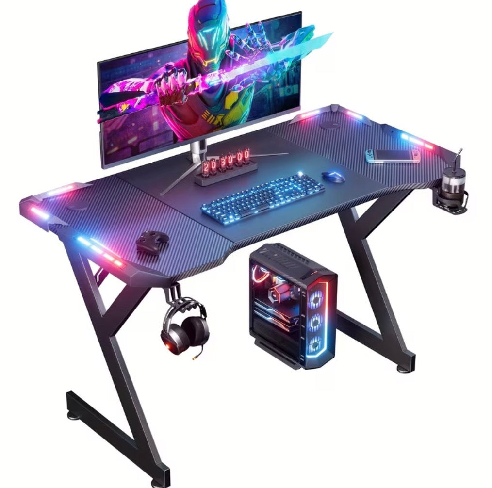 HLDIRECT 55" LED Gaming Desk — Black