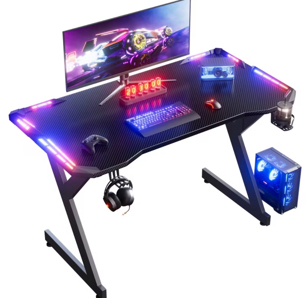 HLDIRECT 55" LED Gaming Desk — Black