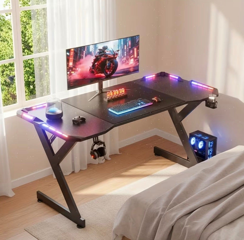 HLDIRECT 55" LED Gaming Desk — Black