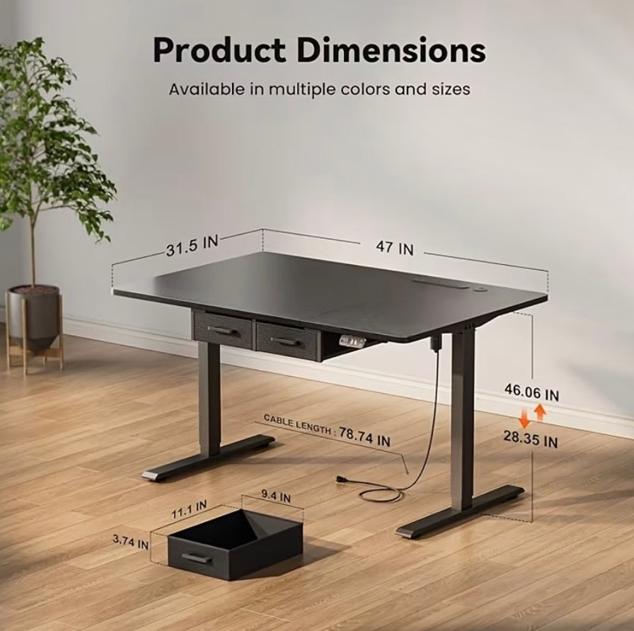 Electric Height Adjustable Desk Computer & Gaming Desk w/ Dual Drawers