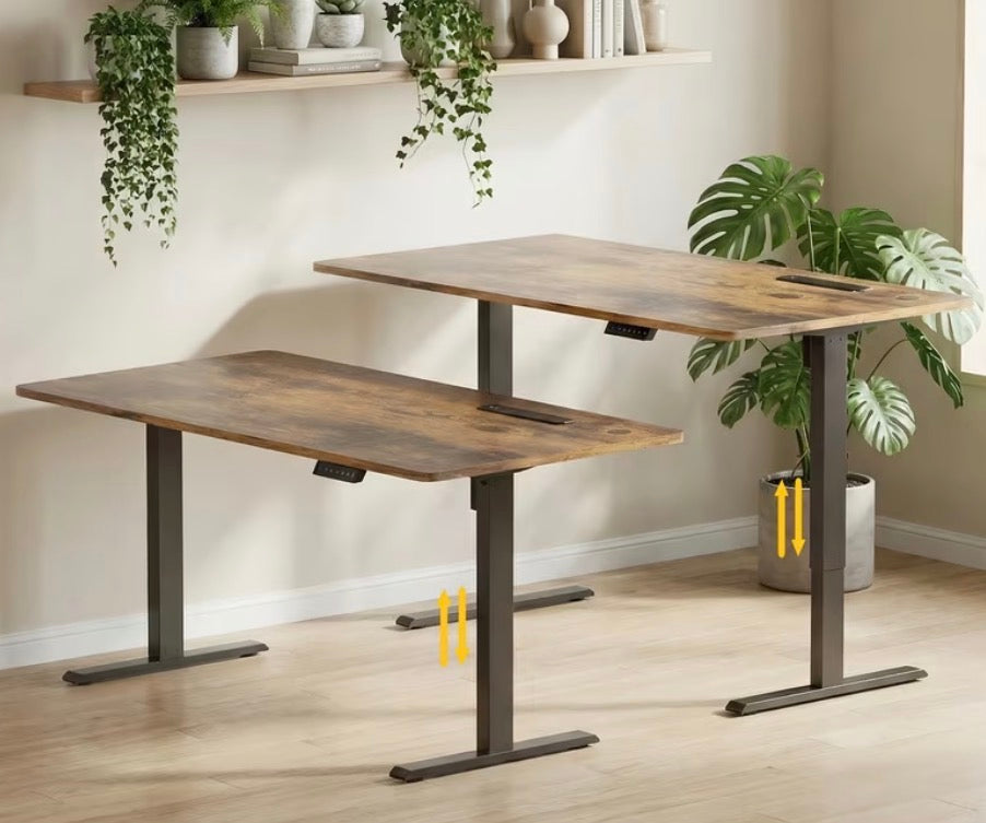 63" Electric Height Adjustable Standing Desk – Ergonomic Sit-Stand Computer Desk, Rust Brown